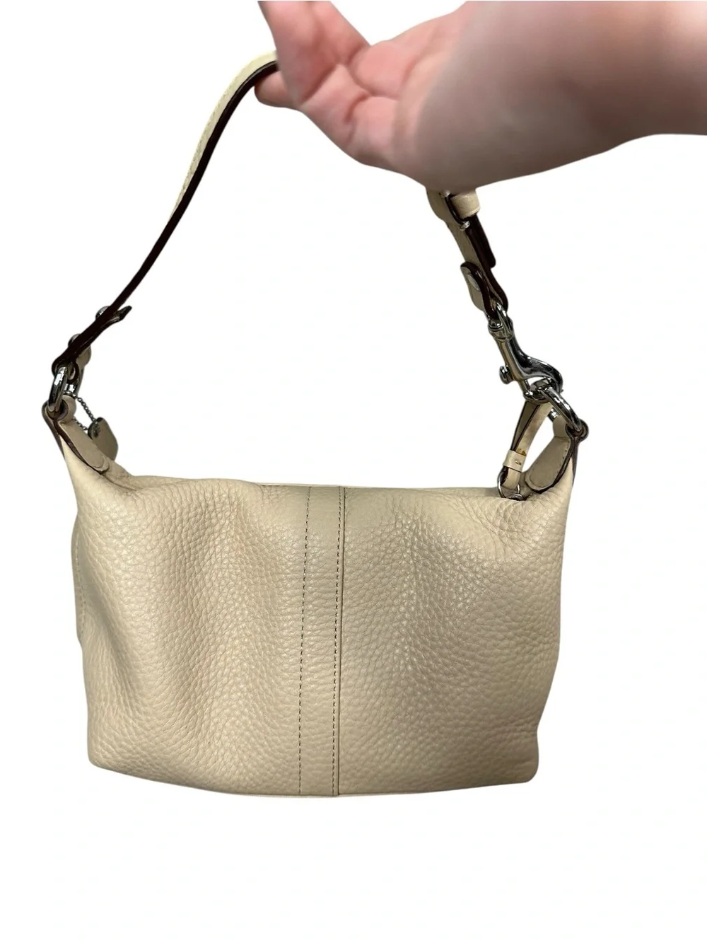 Coach Beige Grained Leather Pochette‎ Bag